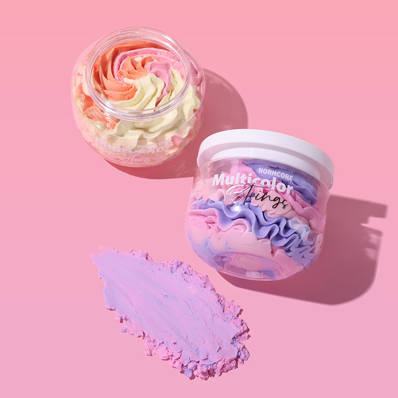 Wholesale Natural Colorful Fruity Exfoliating Bath Body Scrub Shower Gel Moisturizing Shea Butter Base Rainbow Whipped Soap